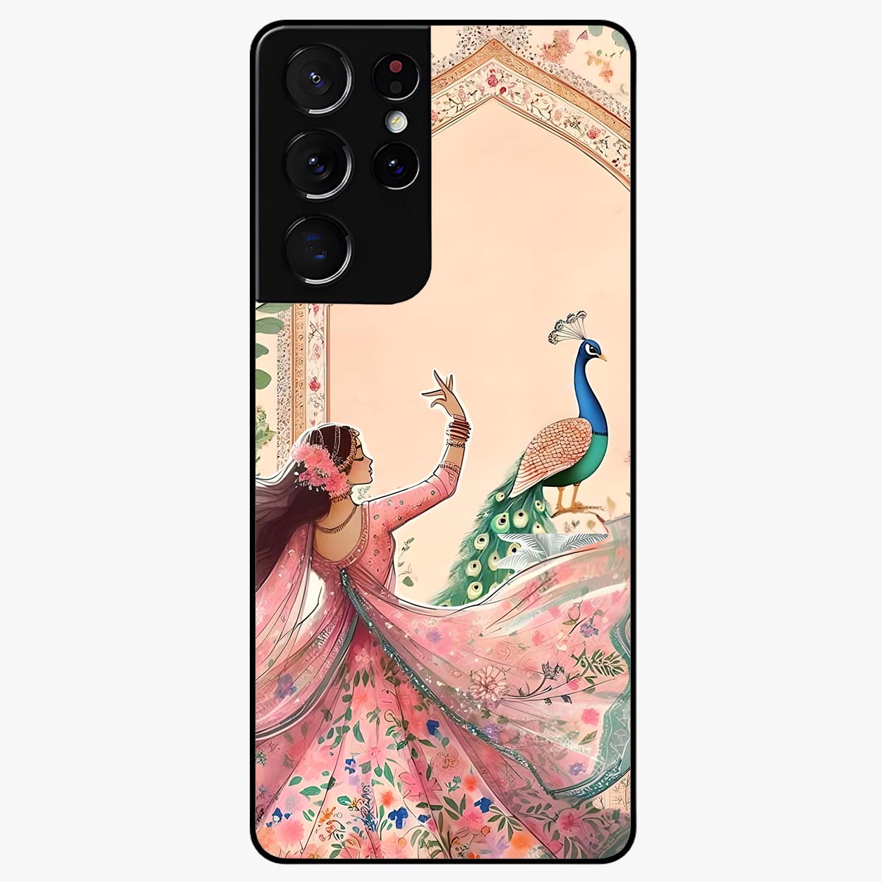 Royal Grace Muse Glass Case showing flat back view with elegant artistic artwork and glossy glass finish.