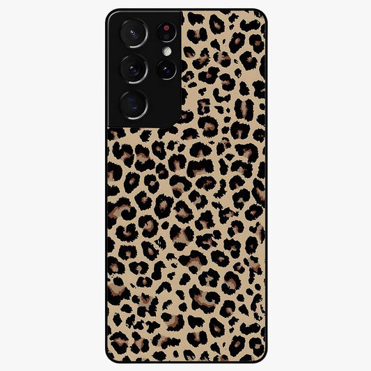 Savage Chic Pattern Glass Case showing flat back view with stylish patterned artwork and glossy glass finish.