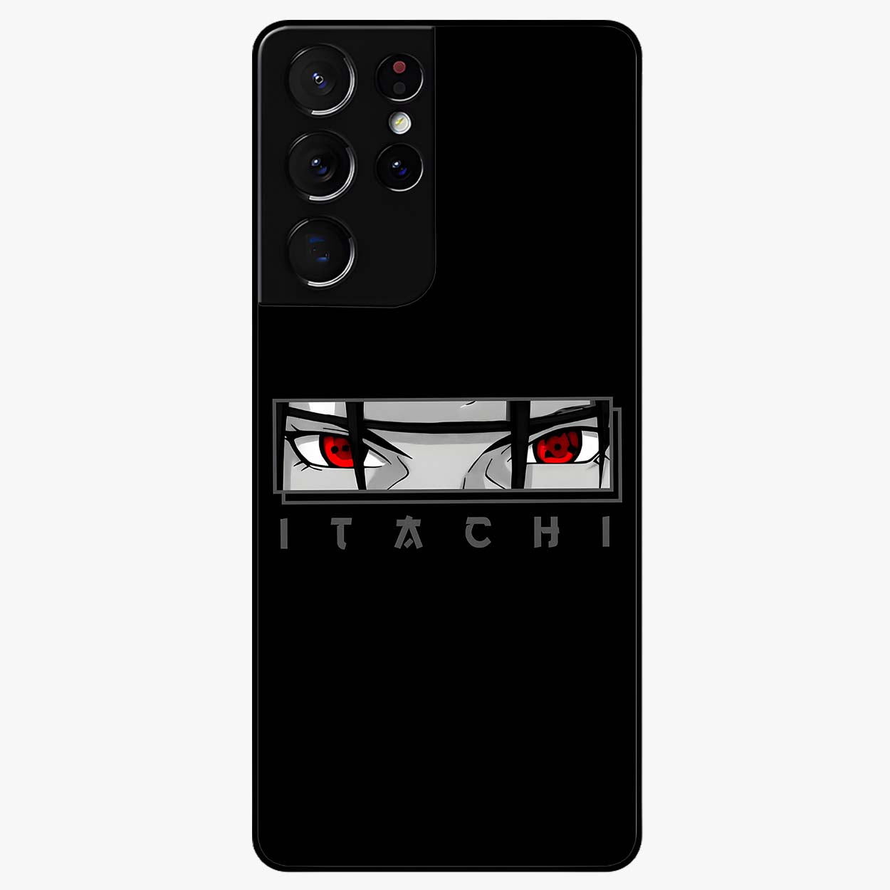 Scarlet Gaze Dominance Glass Case showing flat back view with striking red themed artwork and glossy glass finish.