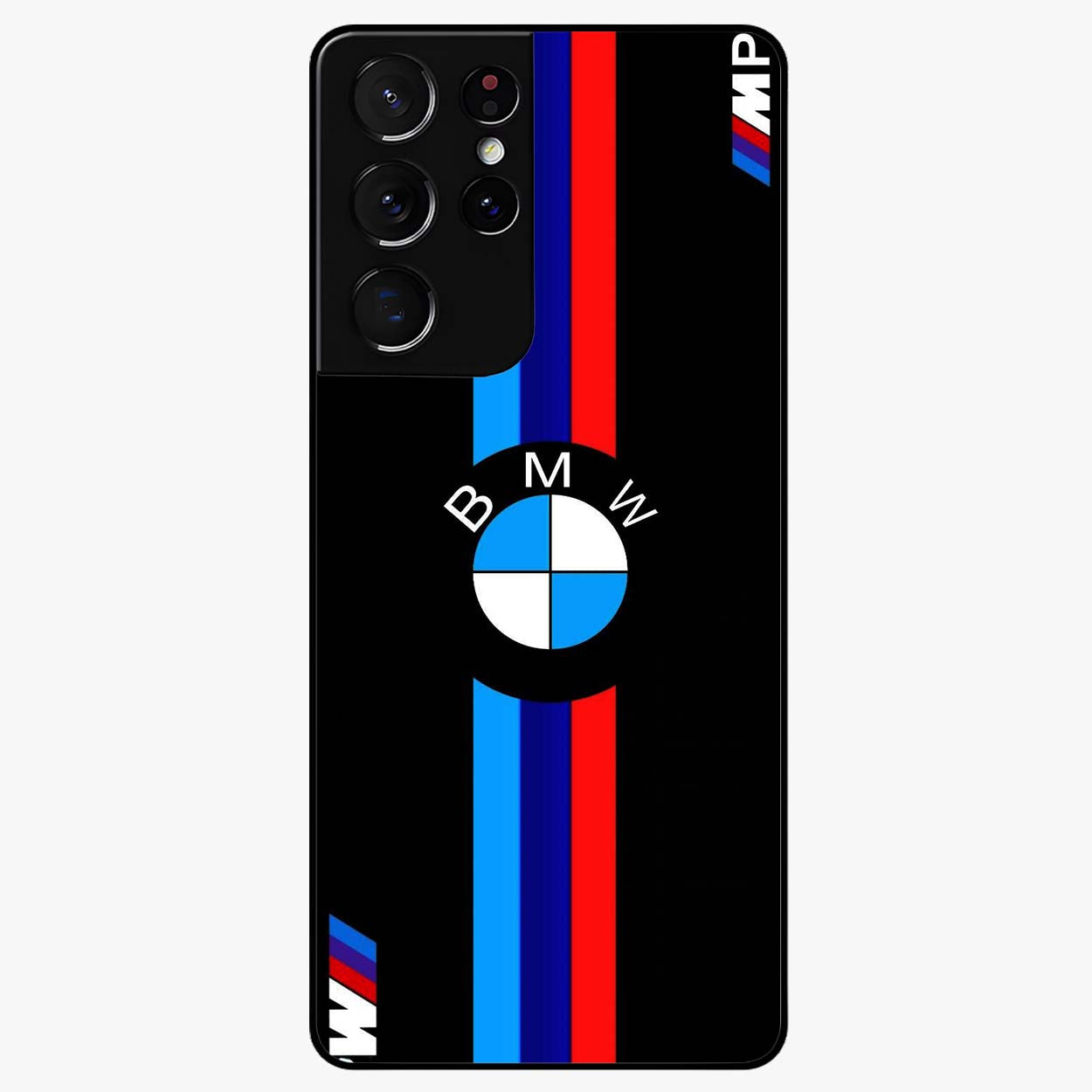 Turbo BMW Beast Glass Case showing flat back view with high performance sports car artwork and glossy glass finish.