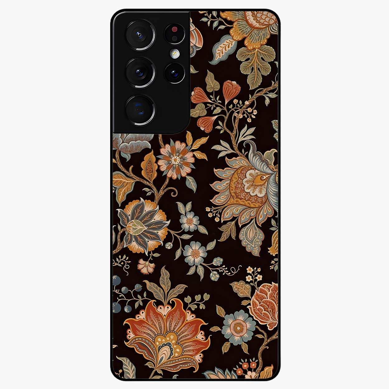 Vintage Floral Dream Glass Case showing flat back view with classic floral artwork and glossy glass finish.