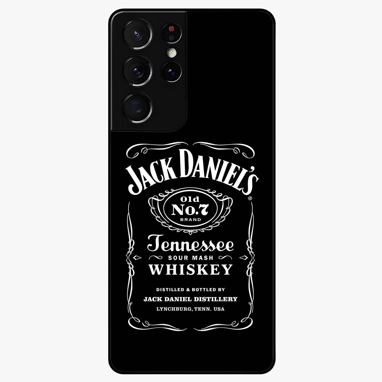 Vintage Whiskey Heritage Glass Case showing flat back view with classic whiskey inspired artwork and glossy glass finish.