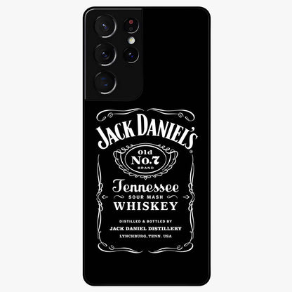 Vintage Whiskey Heritage Glass Case showing flat back view with classic whiskey inspired artwork and glossy glass finish.