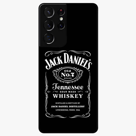 Vintage Whiskey Heritage Glass Case showing flat back view with classic whiskey inspired artwork and glossy glass finish.