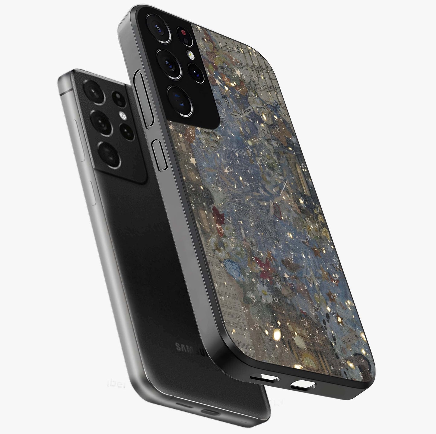 Aesthetic Astrolophia Glass Case displayed in angled mockup highlighting artistic aesthetic elements and smooth glass surface.