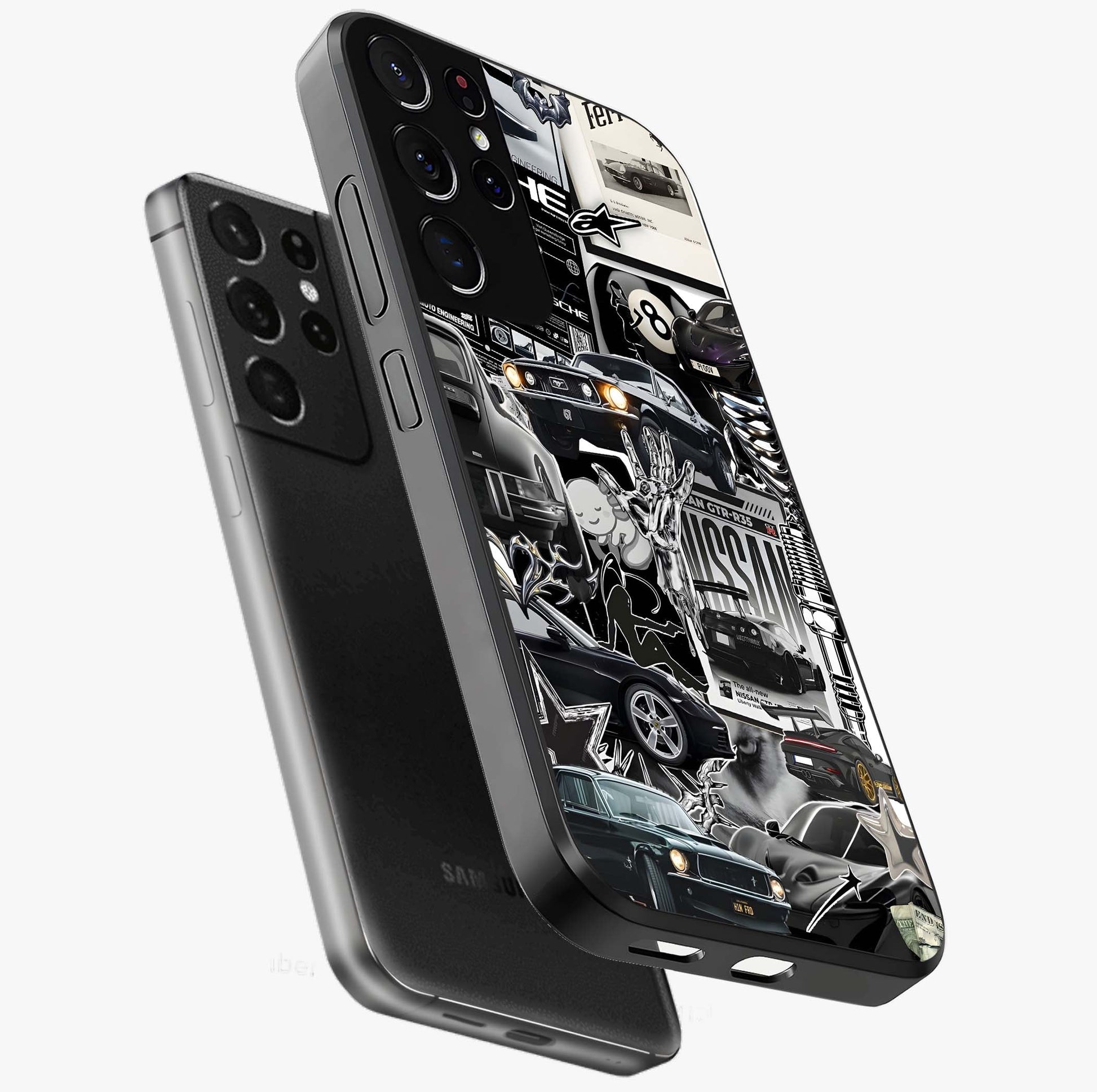 Aesthetic Dark Love Glass Case displayed in angled mockup highlighting moody aesthetic design and bold love theme.
