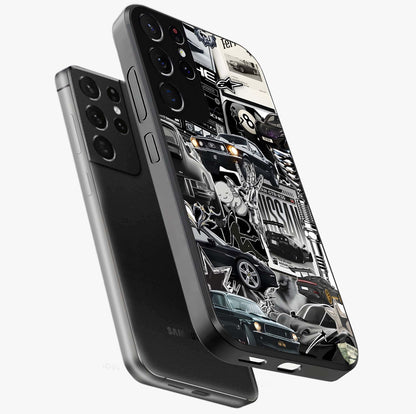 Aesthetic Dark Love Glass Case displayed in angled mockup highlighting moody aesthetic design and bold love theme.