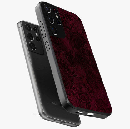 Crimson Fade Flow Glass Case displayed in angled mockup highlighting smooth gradient design with modern aesthetic style.
