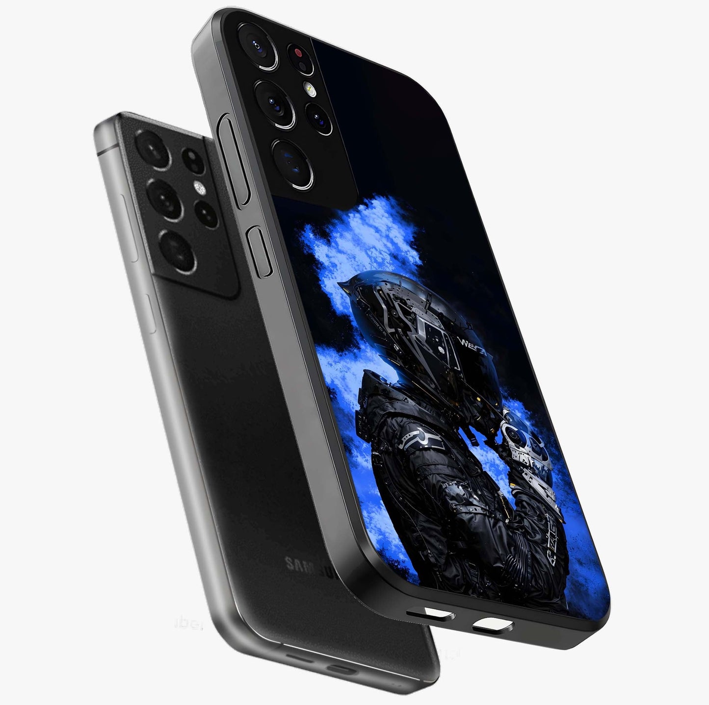 Cyber Sentinel Protocol Glass Case displayed in angled mockup highlighting digital cyber design with sci-fi aesthetic style.