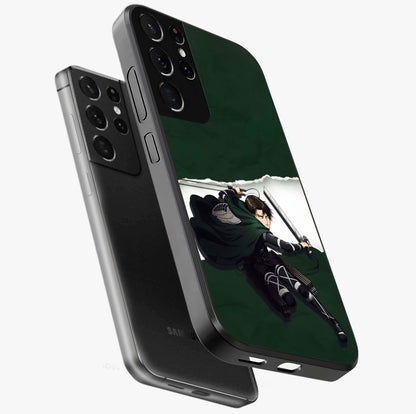 Emerald War Vanguard Glass Case displayed in angled mockup highlighting intense battle inspired design with emerald tone aesthetic.