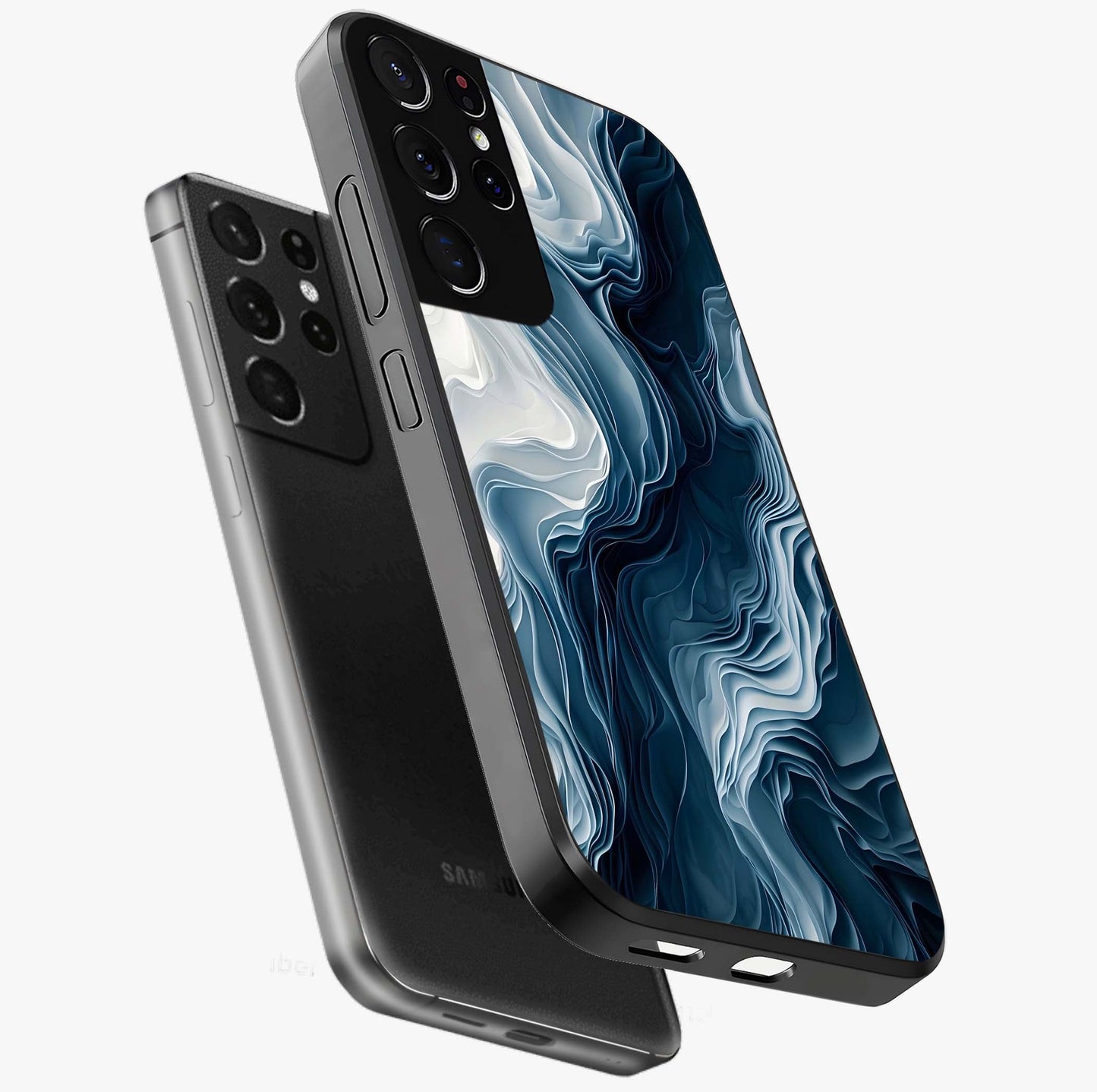 Ethereal Paper Marble Glass Case displayed in angled mockup highlighting elegant marble pattern with modern aesthetic style.