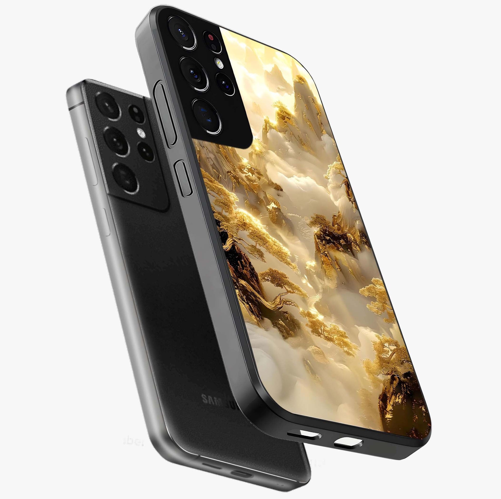Gates Of Illumination Glass Case displayed in angled mockup highlighting radiant portal inspired design with fantasy aesthetic.