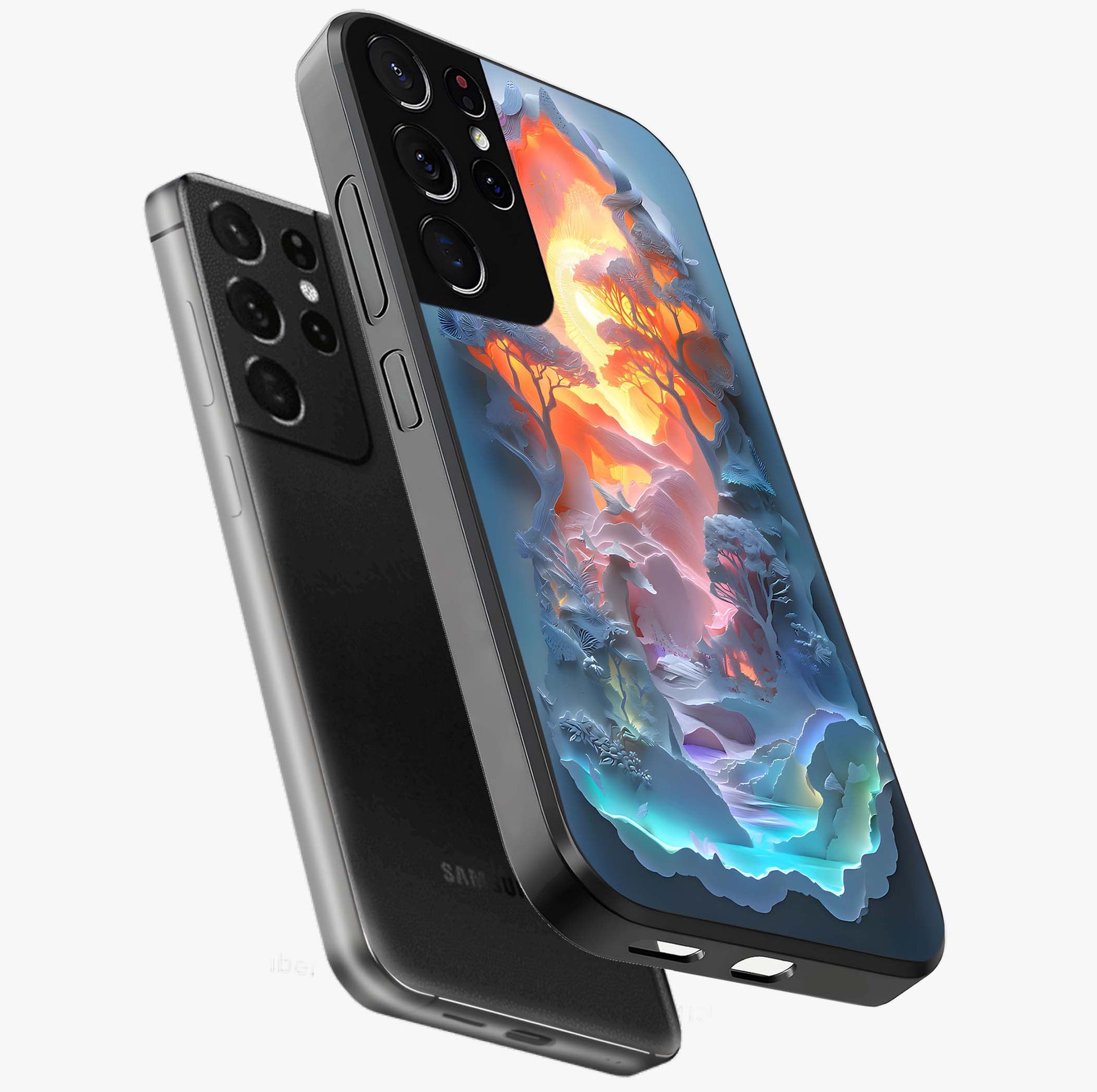 Glow Forest Portal Glass Case displayed in angled mockup highlighting mystical forest design with magical glowing aesthetic.