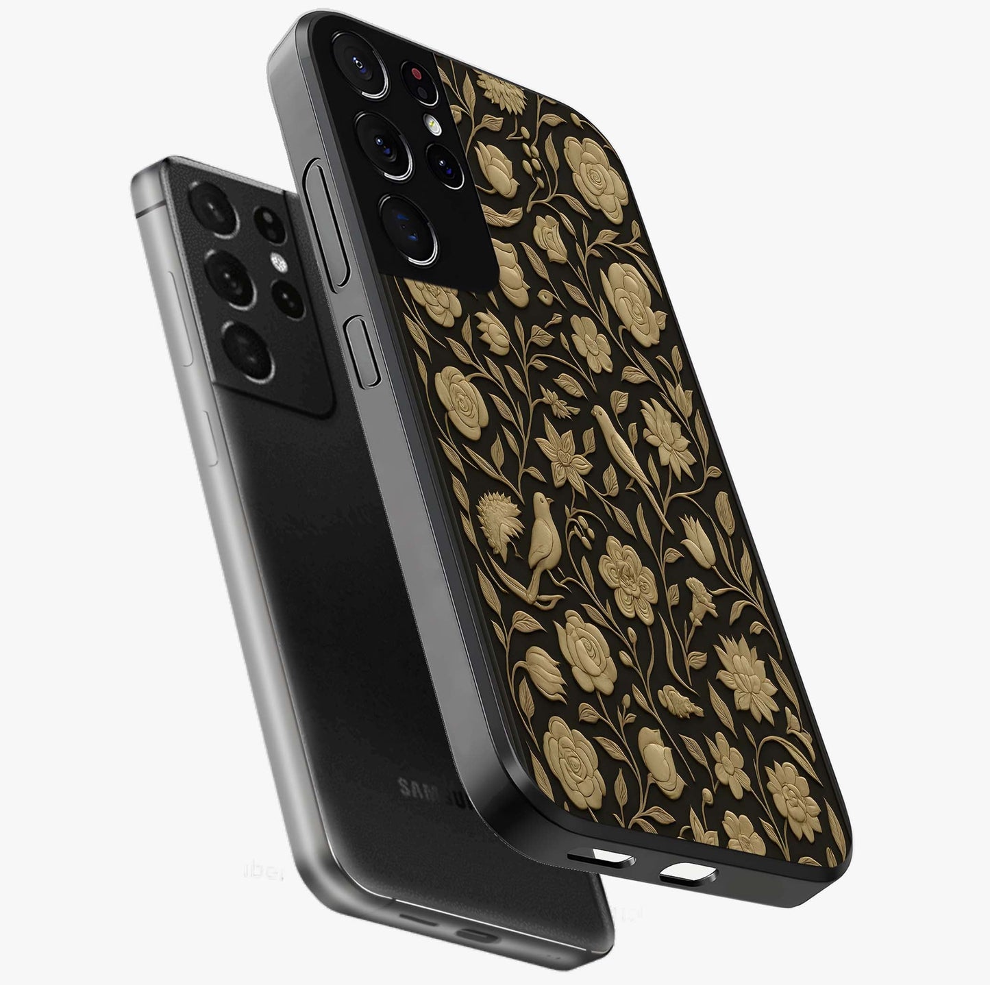 Golden Evil Eye Mandala Glass Case displayed in angled mockup highlighting protective evil eye symbol with golden mandala design.