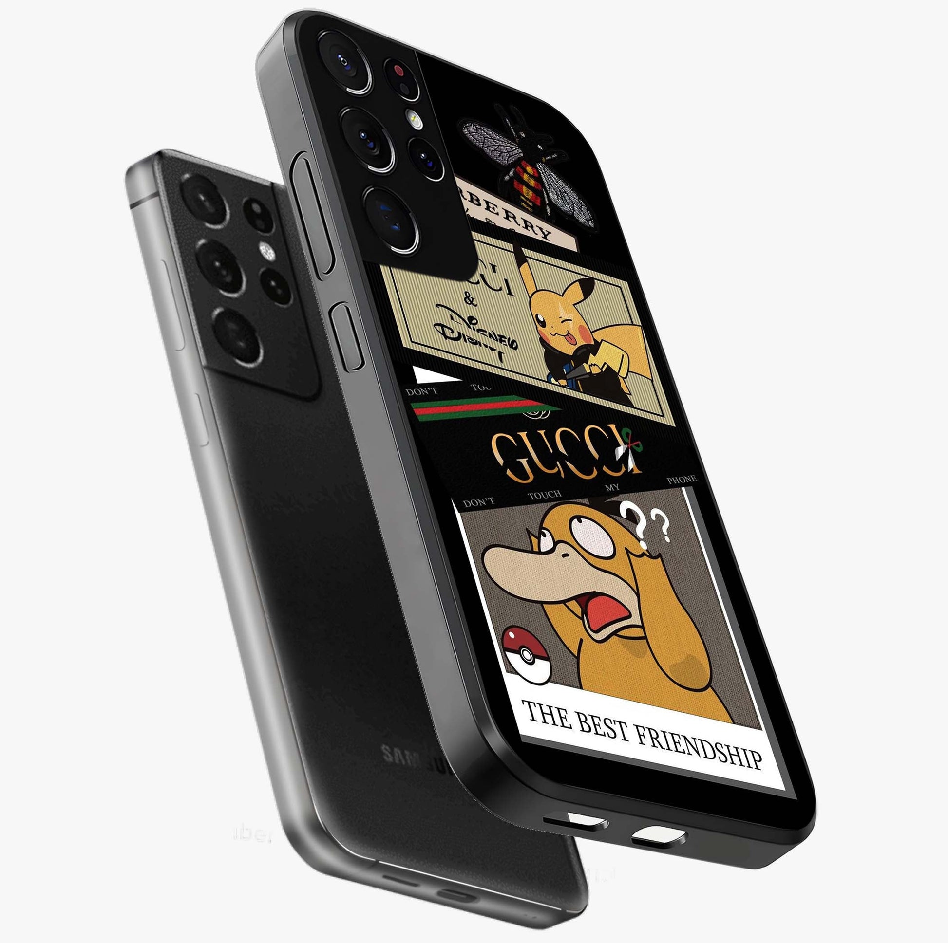 Gucci Play Mashup Glass Case displayed in angled mockup highlighting stylish fashion mashup design with bold aesthetic.