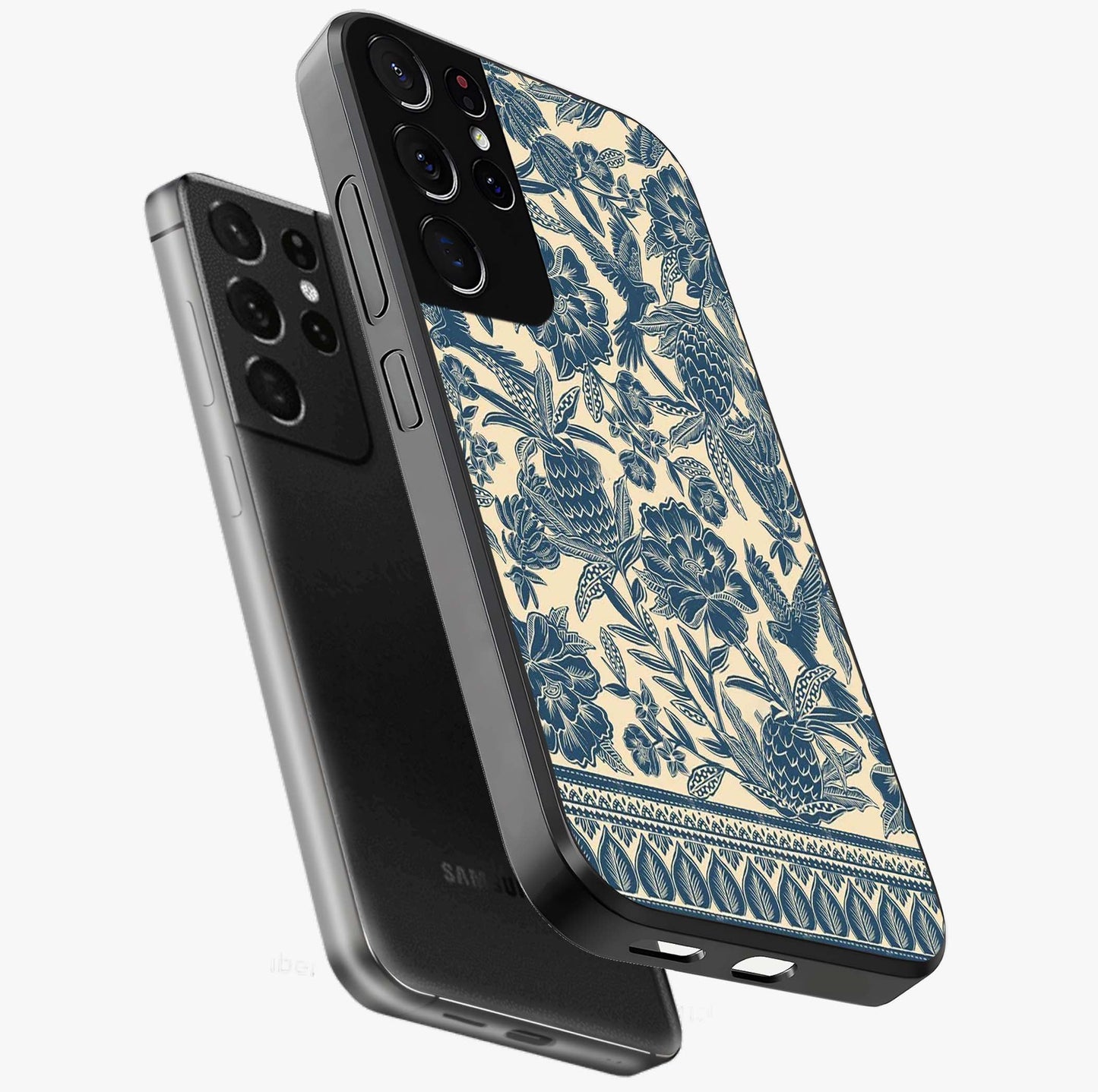 Heirloom Wild Bloom Glass Case displayed in angled mockup highlighting botanical bloom design with classic aesthetic style.