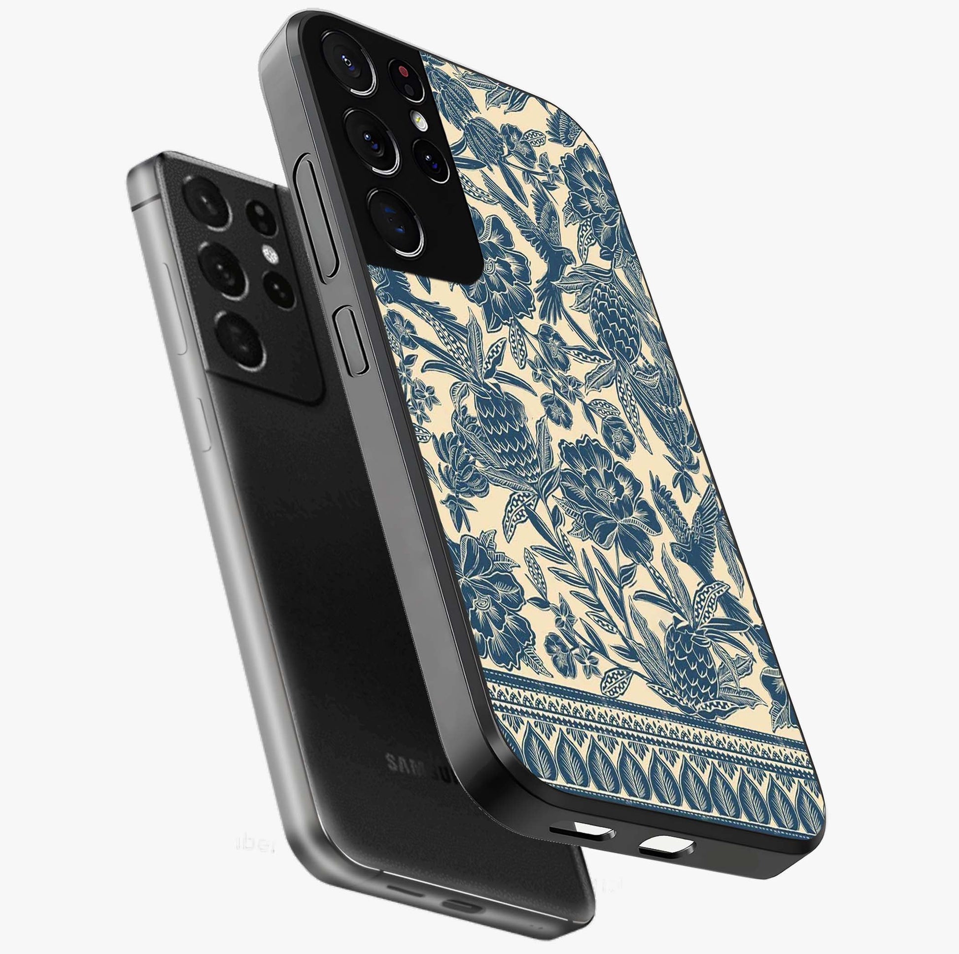 Heirloom Wild Bloom Glass Case displayed in angled mockup highlighting botanical bloom design with classic aesthetic style.