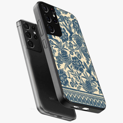 Heirloom Wild Bloom Glass Case displayed in angled mockup highlighting botanical bloom design with classic aesthetic style.