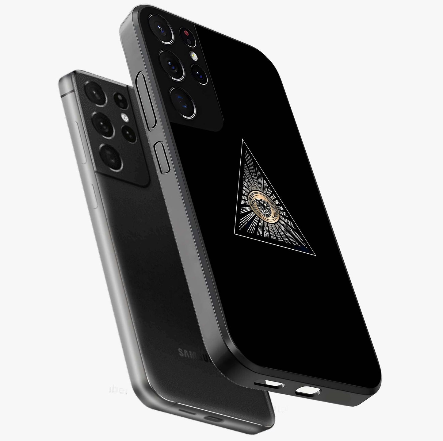 Illuminati Evil Glass Case displayed in angled mockup highlighting dark occult inspired design with bold aesthetic style.