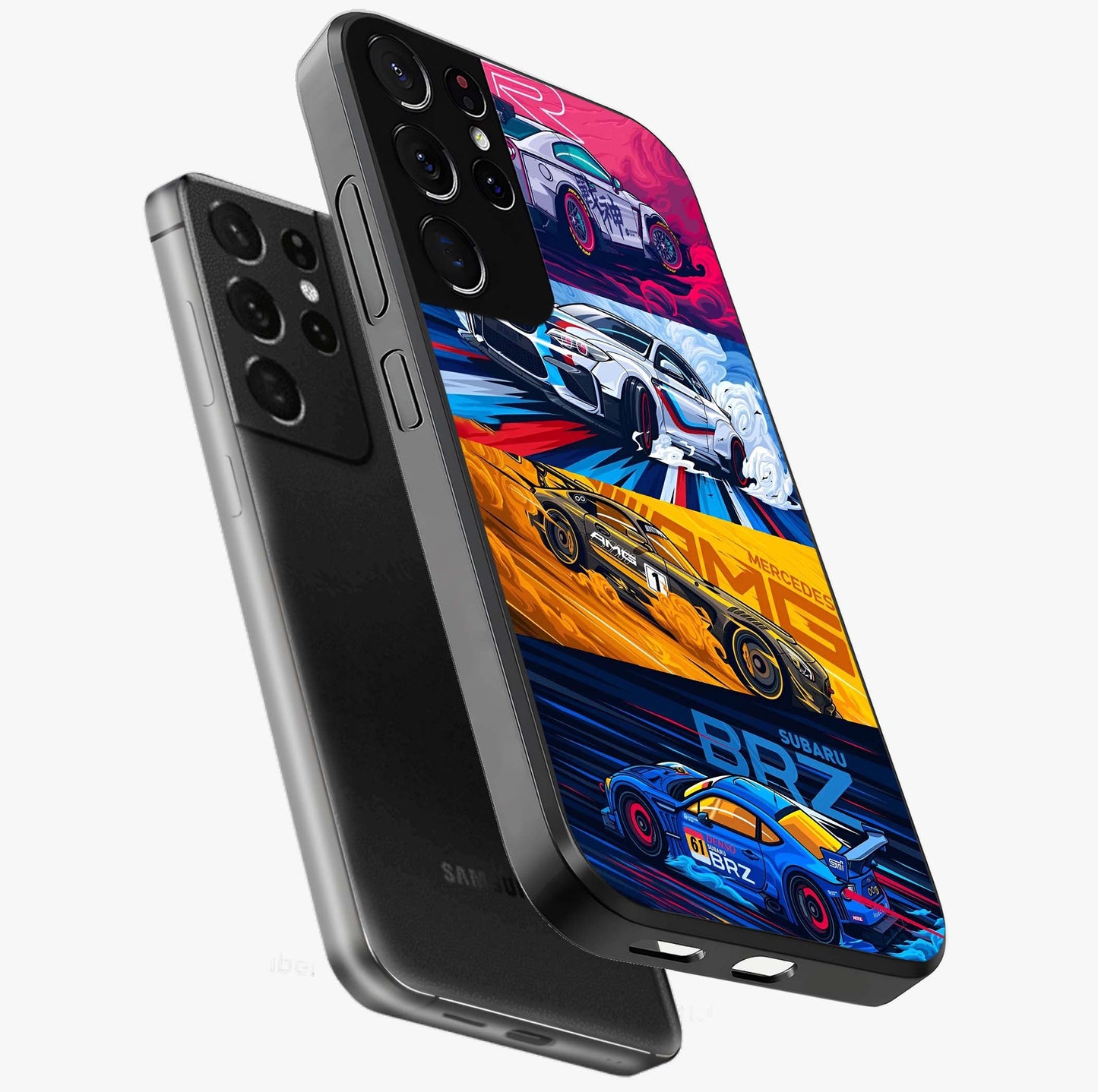 JDM Sports Car Glass Case displayed in angled mockup highlighting sleek Japanese racing car design with automotive aesthetic.
