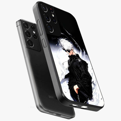 Limitless Shadow King Glass Case displayed in angled mockup highlighting dramatic dark hero design with intense aesthetic.