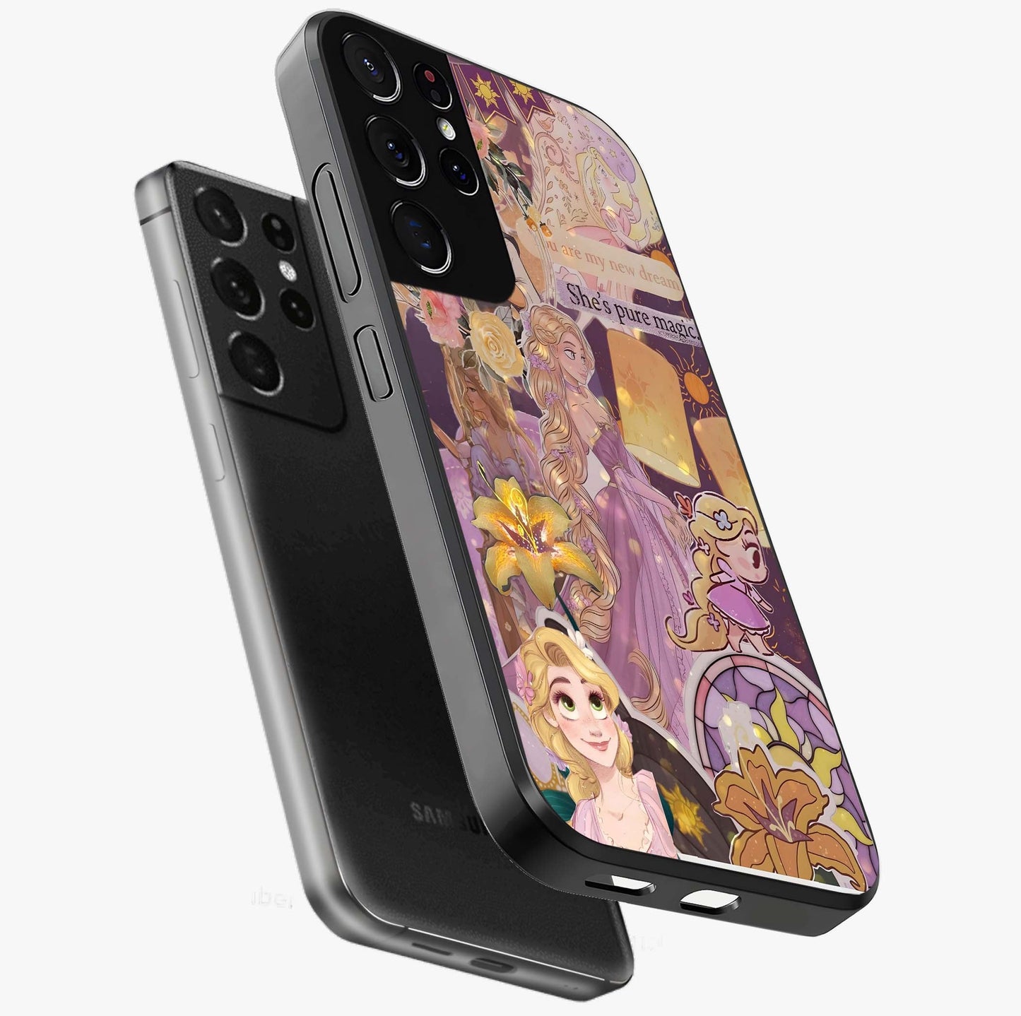 Magical Tangled Dream Glass Case displayed in angled mockup highlighting whimsical fantasy design with magical aesthetic.