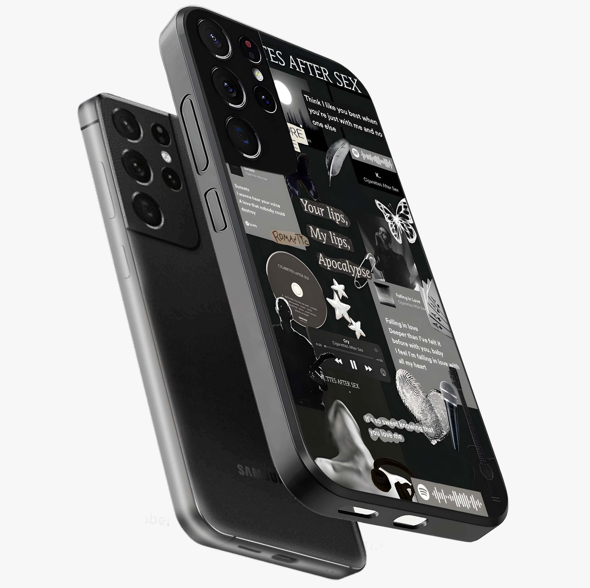 Midnight Love Echo Glass Case displayed in angled mockup highlighting elegant love inspired design with deep aesthetic style.