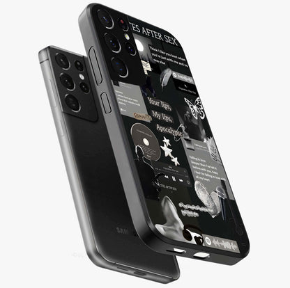 Midnight Love Echo Glass Case displayed in angled mockup highlighting elegant love inspired design with deep aesthetic style.