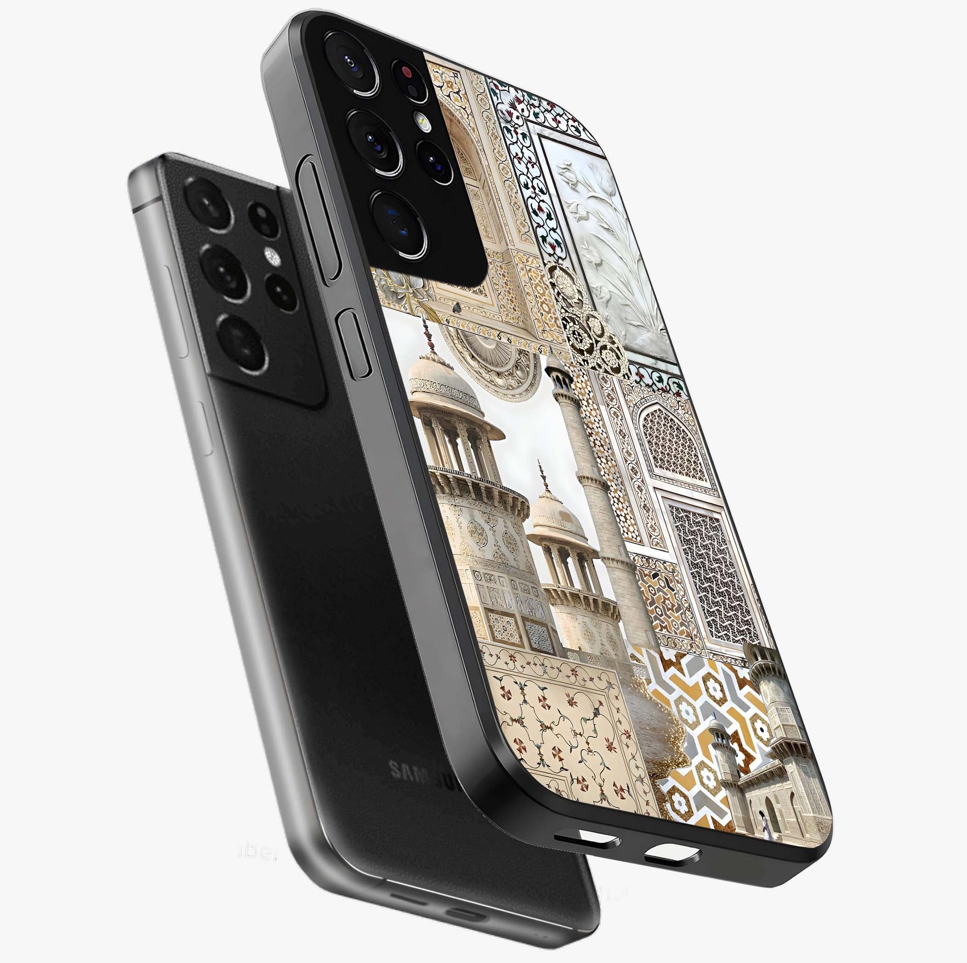 Mughal Marble Legacy Glass Case displayed in angled mockup highlighting elegant heritage marble artwork with royal aesthetic.