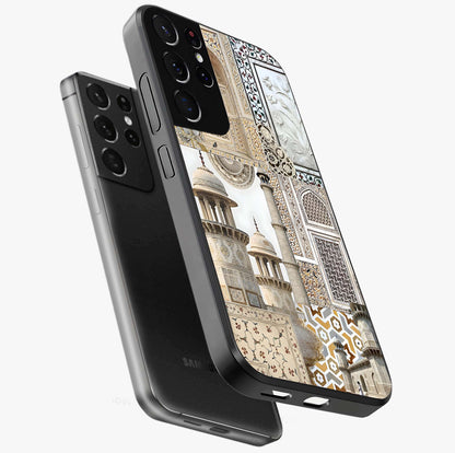 Mughal Marble Legacy Glass Case displayed in angled mockup highlighting elegant heritage marble artwork with royal aesthetic.
