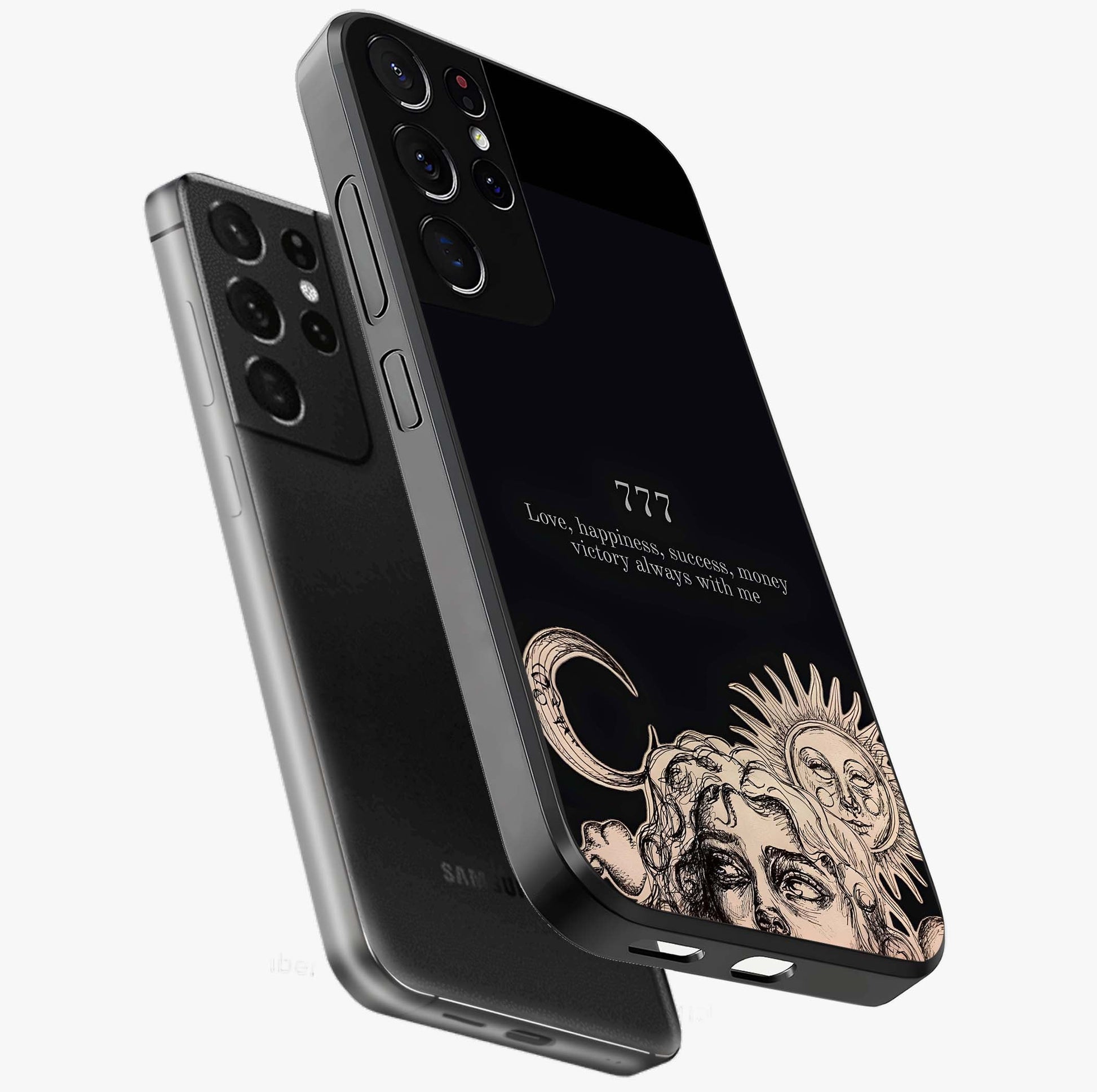 Mystic Victory Aura Glass Case displayed in angled mockup highlighting energetic aura design with bold mystical aesthetic.
