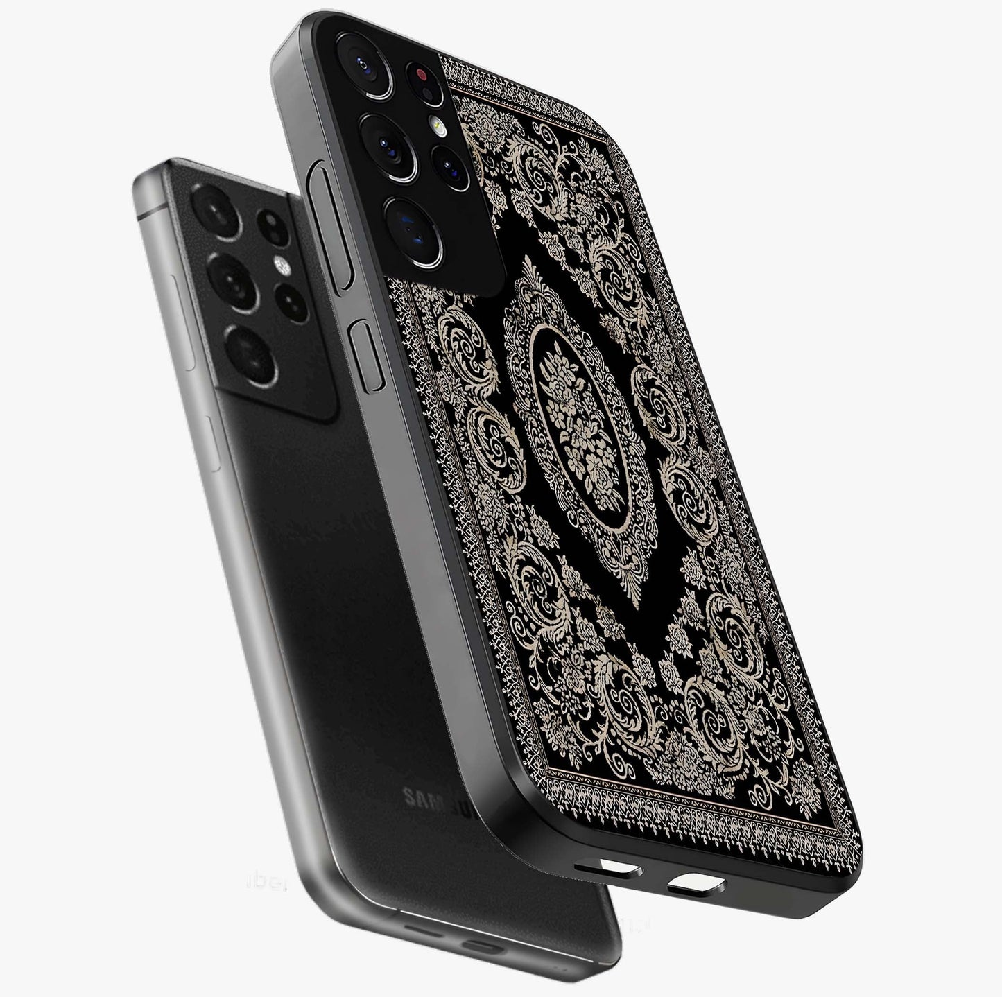 Noir Bloom Elegance Glass Case displayed in angled mockup highlighting refined flower design with stylish noir aesthetic.