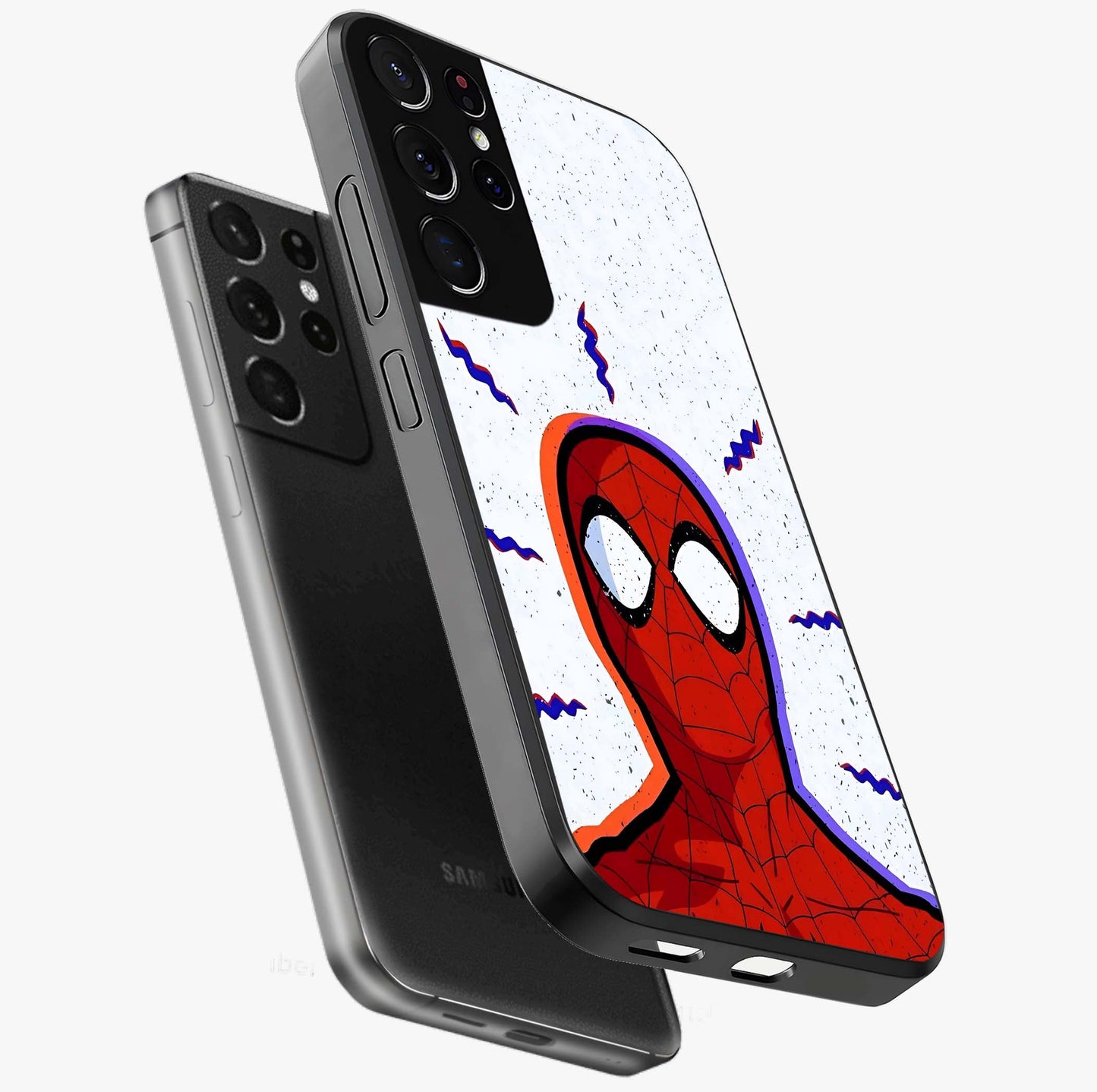 Omg Spiderman Glass Case displayed in angled mockup highlighting dynamic hero illustration with action comic aesthetic.