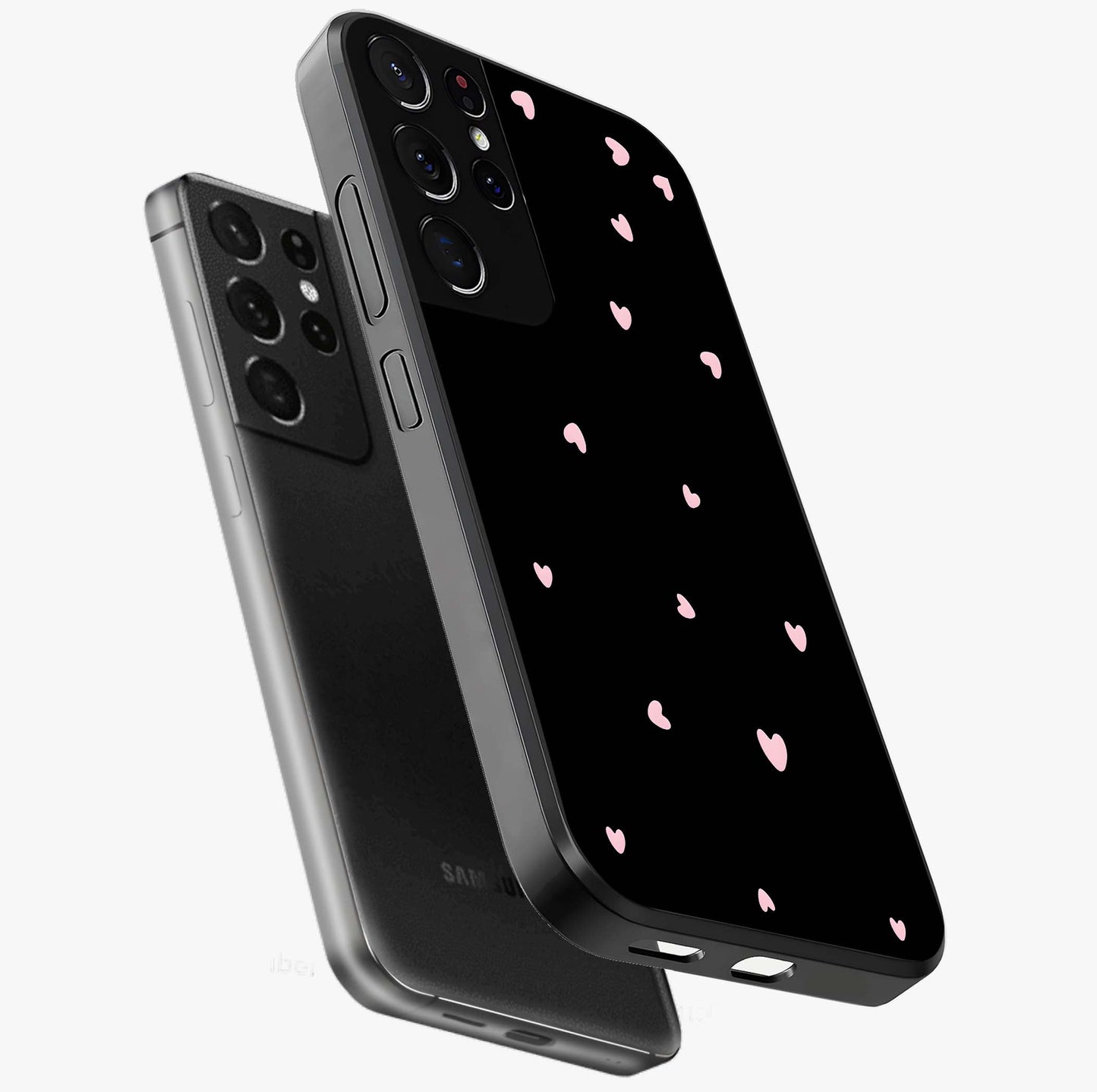 Pink Love Drops Glass Case displayed in angled mockup highlighting cute love drop design with vibrant pink aesthetic.