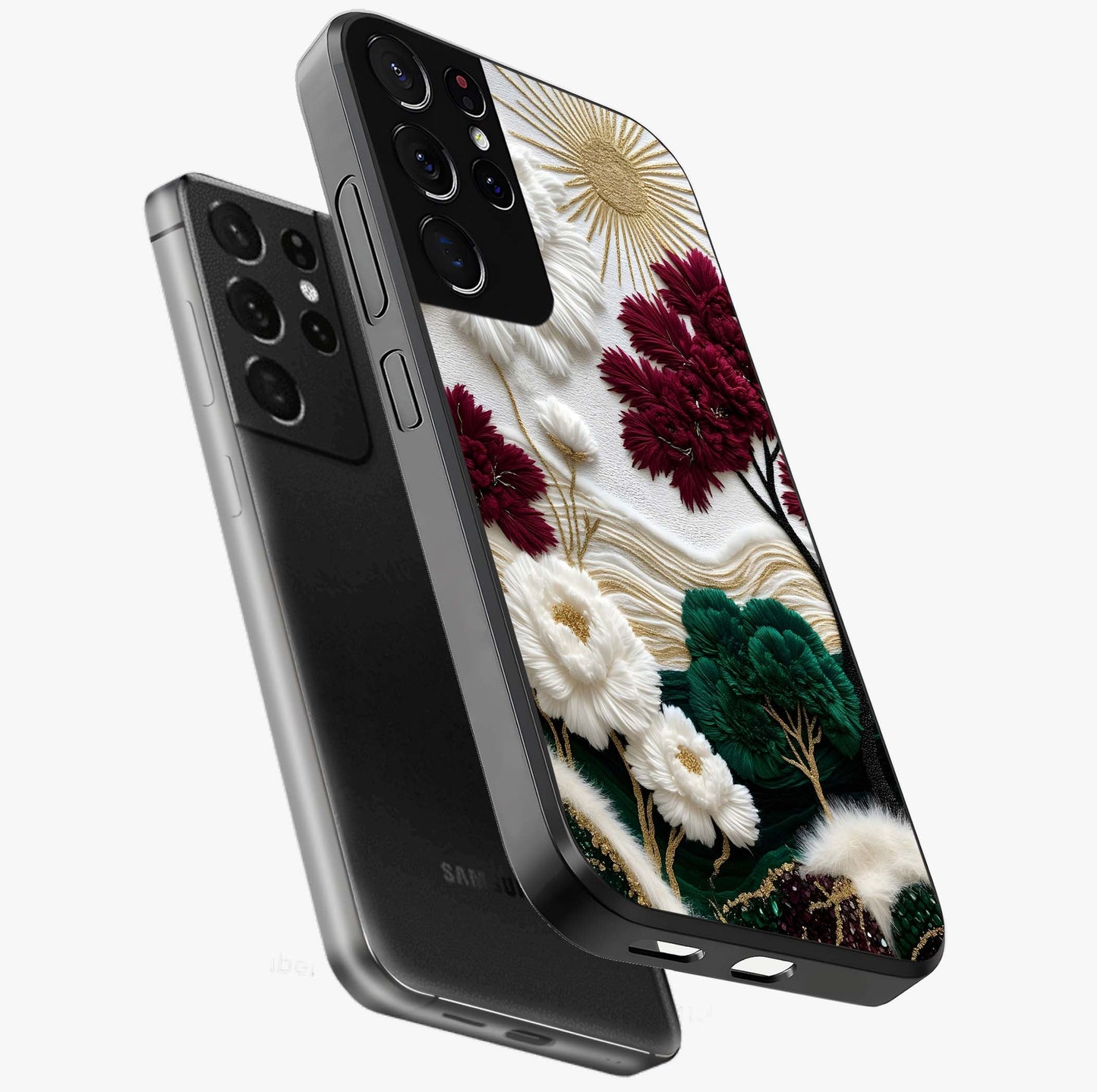 Radiant Bloom Elegance Glass Case displayed in angled mockup highlighting graceful floral design with radiant aesthetic style.