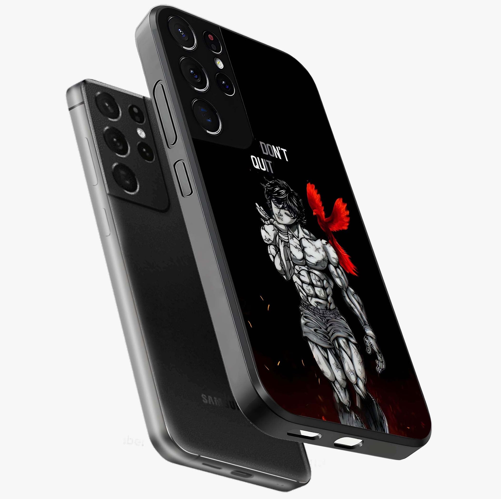 Rise Beyond Limits Glass Case displayed in angled mockup highlighting inspiring message design with modern aesthetic style.