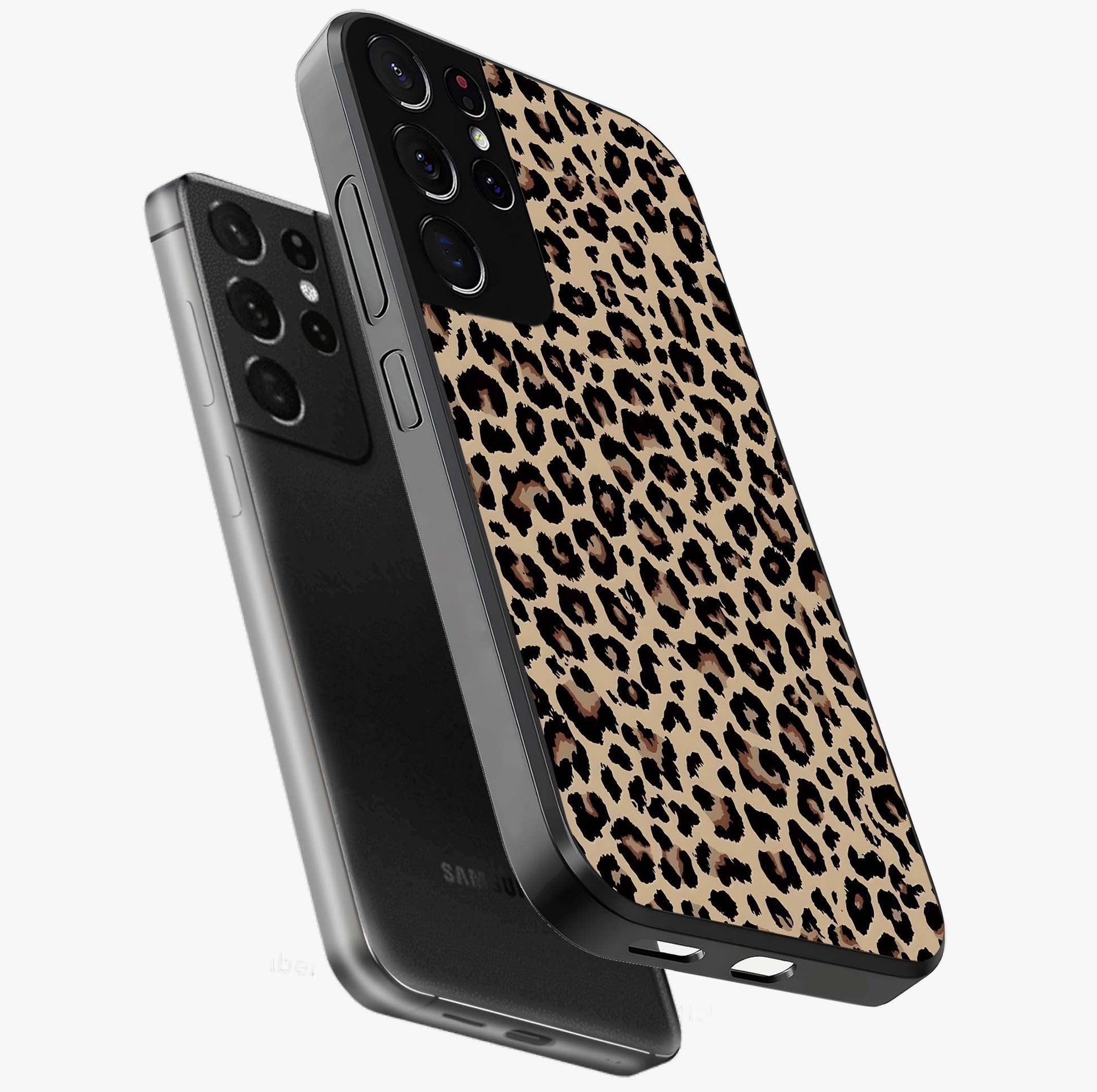 Savage Chic Pattern Glass Case displayed in angled mockup highlighting bold fashion inspired design with chic aesthetic.