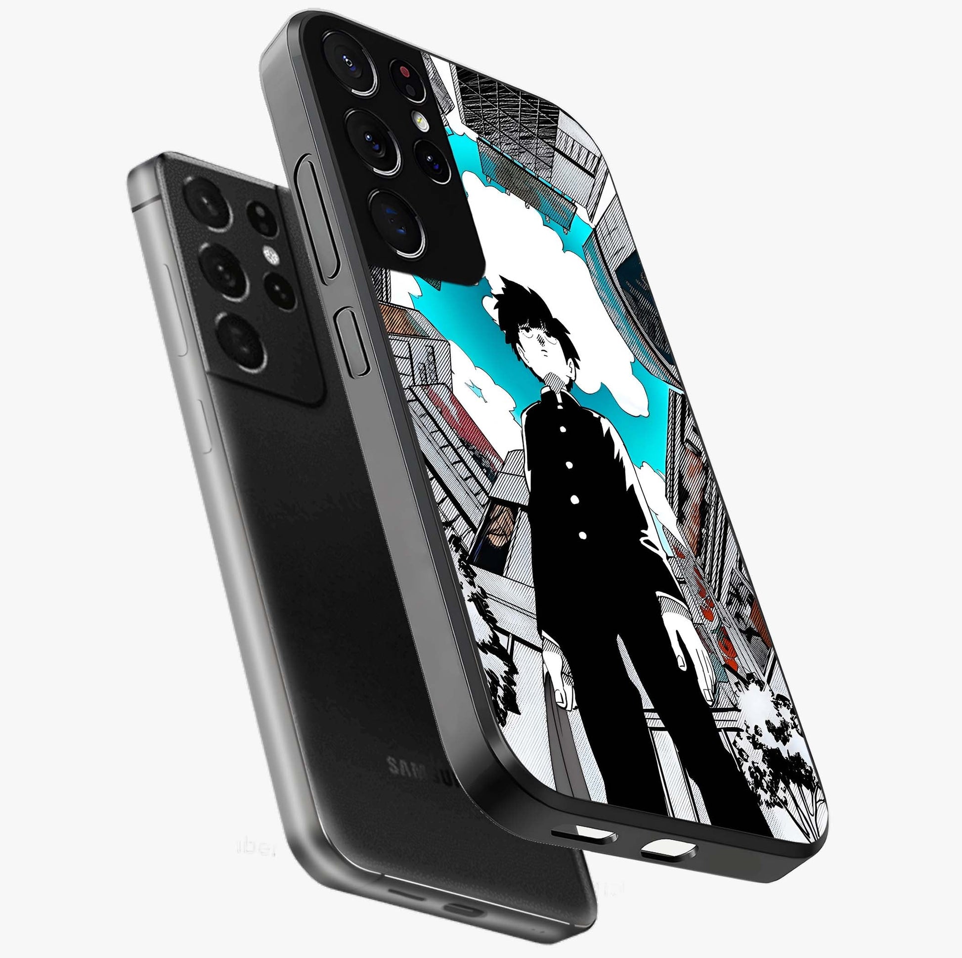 Silent Psychic Awakening Glass Case displayed in angled mockup highlighting spiritual awakening design with cosmic aesthetic.