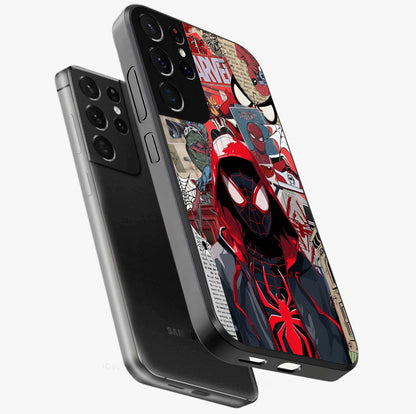 Spider Collage Street Glass Case displayed in angled mockup highlighting dynamic street style collage design with comic aesthetic.