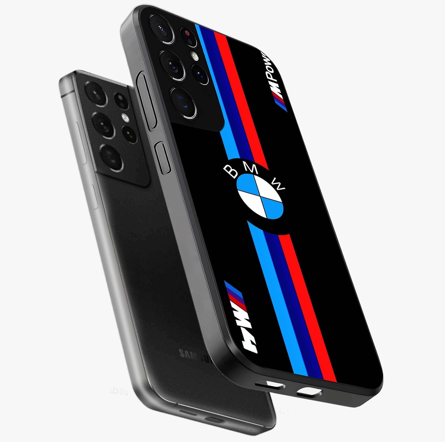 Turbo BMW Beast Glass Case displayed in angled mockup highlighting sleek racing car design with bold automotive aesthetic.