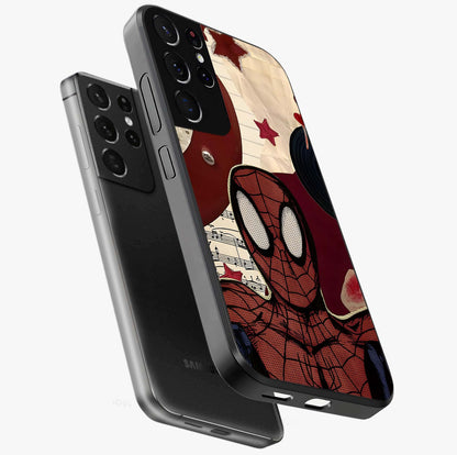 Web Warrior Vibes Glass Case displayed in angled mockup highlighting dynamic web design with comic style aesthetic.