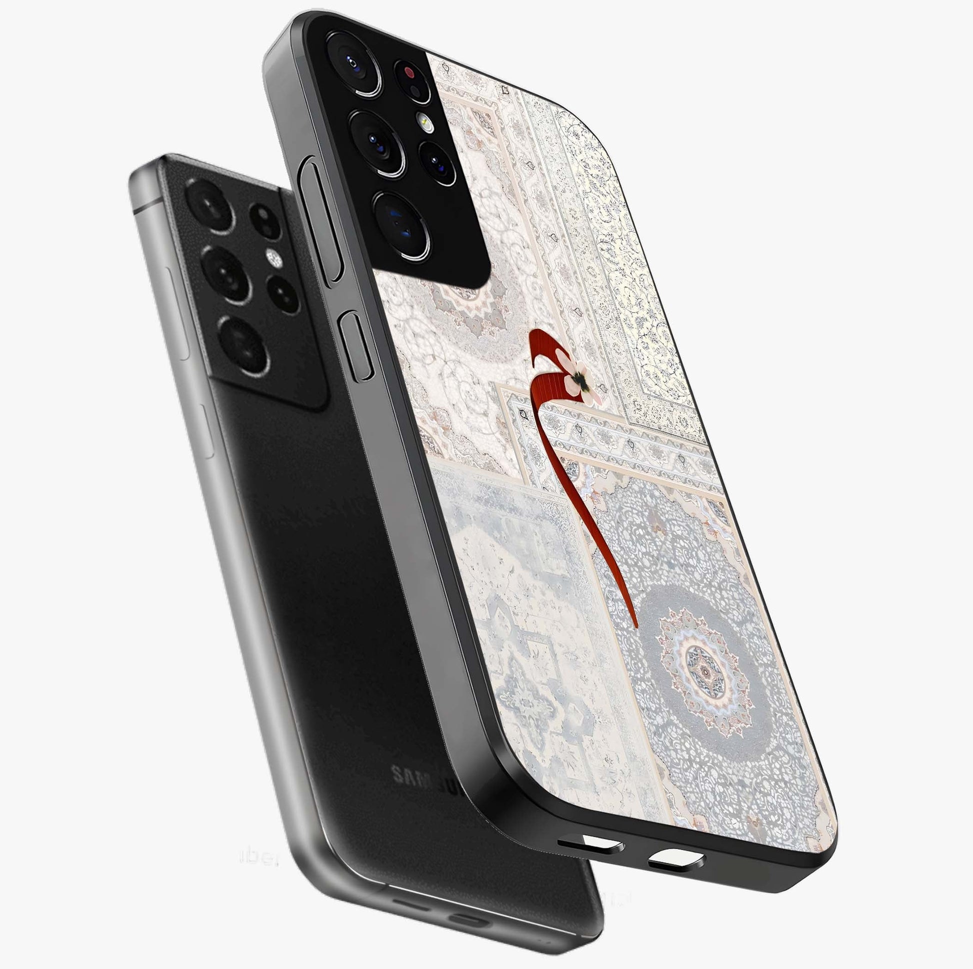 White Aesthetic Bow Glass Case displayed in angled mockup highlighting clean bow design with soft aesthetic style.