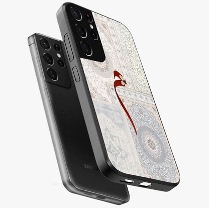 White Aesthetic Bow Glass Case displayed in angled mockup highlighting clean bow design with soft aesthetic style.