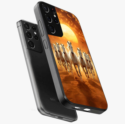 Wild Sunset Majesty Glass Case displayed in angled mockup highlighting vibrant sunset sky design with scenic aesthetic.
