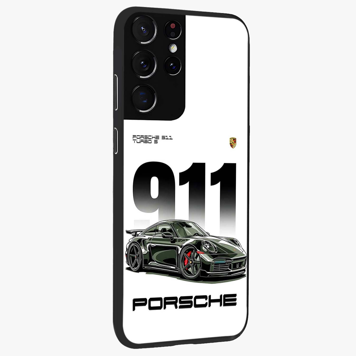 911 Turbo Dominance Glass Case upright perspective showcasing powerful racing design and modern automotive aesthetic.