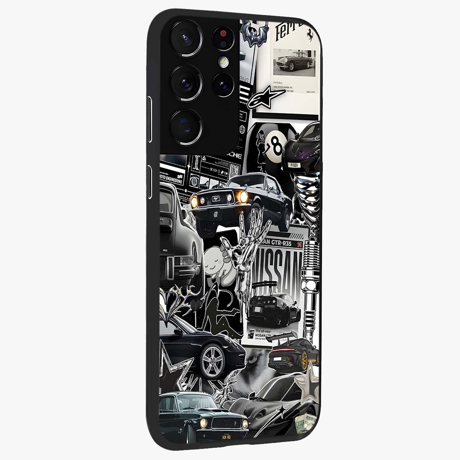 Aesthetic Dark Love Glass Case upright view showcasing dramatic romantic artwork with modern aesthetic style.