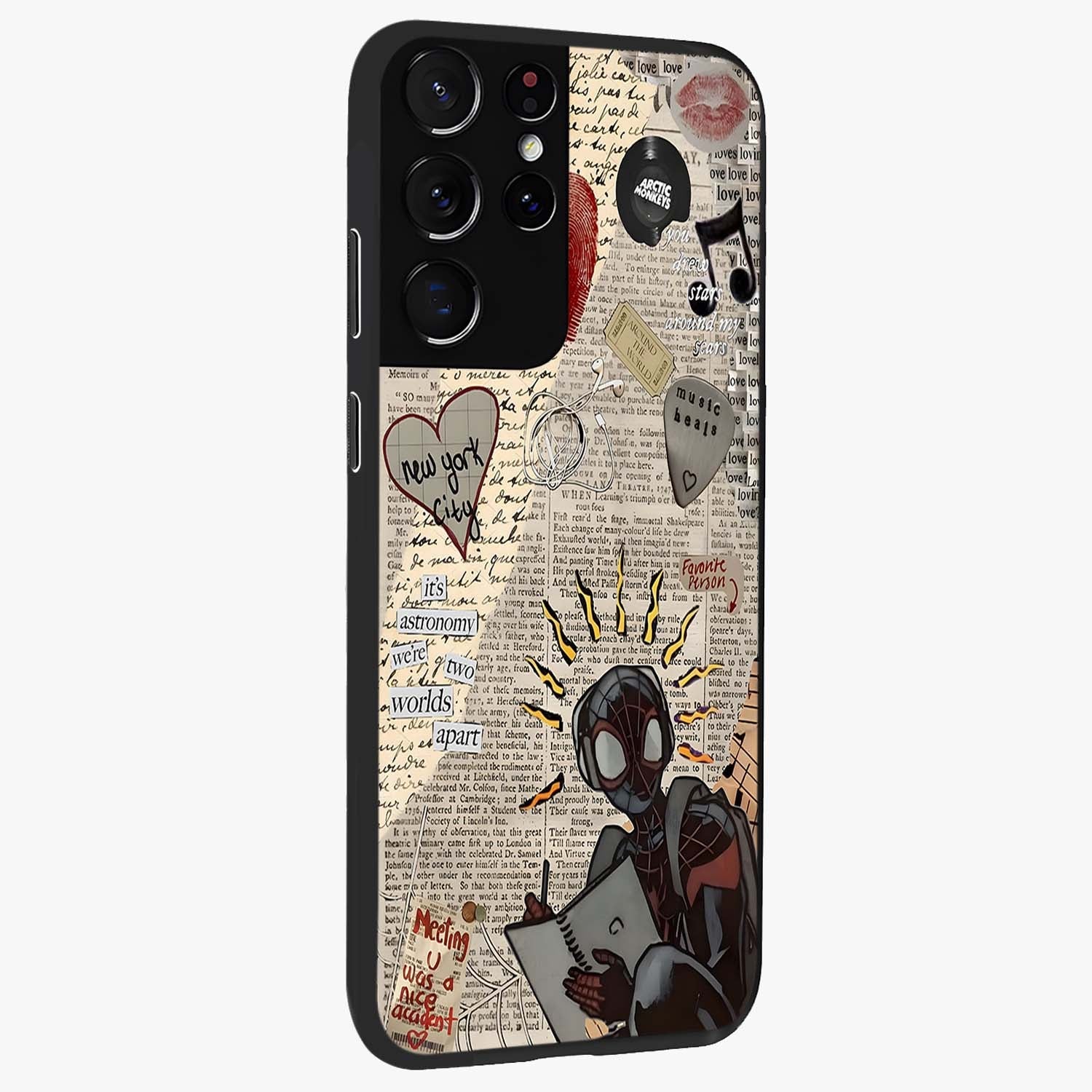City Dream Sketch Glass Case upright view showcasing urban skyline artwork with stylish hand drawn design.