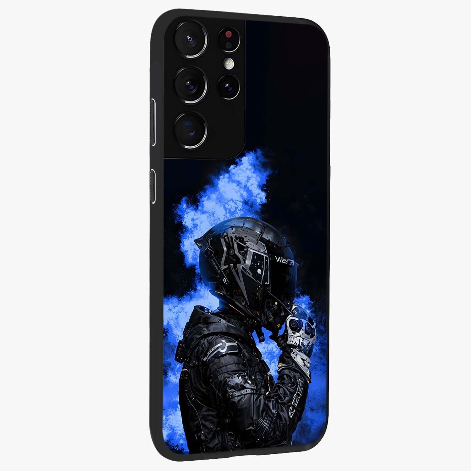 Cyber Sentinel Protocol Glass Case upright view showcasing advanced cyber sentinel artwork with futuristic tech theme.