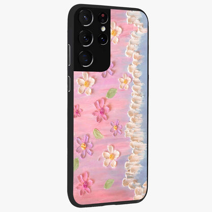 Dreamy Painted Garden Glass Case upright view showcasing vibrant floral garden artwork with artistic nature theme.