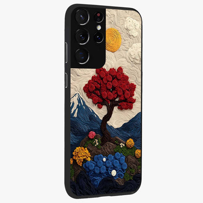 Eternal Nature Tapestry Glass Case upright view showcasing elegant nature tapestry design with decorative style.